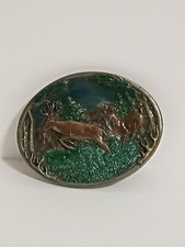 Men's Leather Belt Buckle Buck and Doe Deer