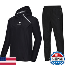 HOTSUIT Sauna Suit for Men Sweat Sauna Jacket Pant Gym Workout Sweat Suits, Blac