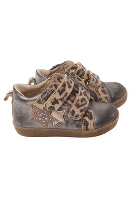 Falcotto Kinder Sneaker Low Gr. 21 Grau Leopard Klettverschluss Leder