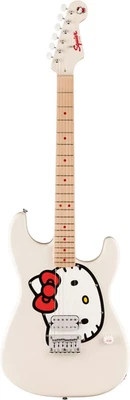 Fender x Hello Kitty Stratocaster E-Gitarre weiß mit Gigbag, Kabel und Gurt - Bild 1 von 4