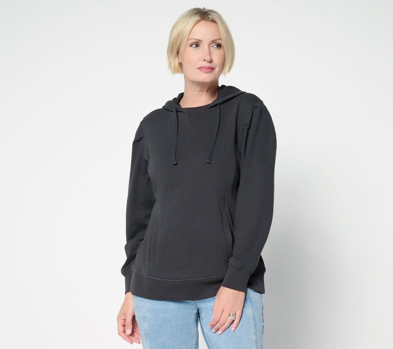 SUNNYLiFE Women's Top Sz S French Terry Printed or Solid Hoodie Black A703109