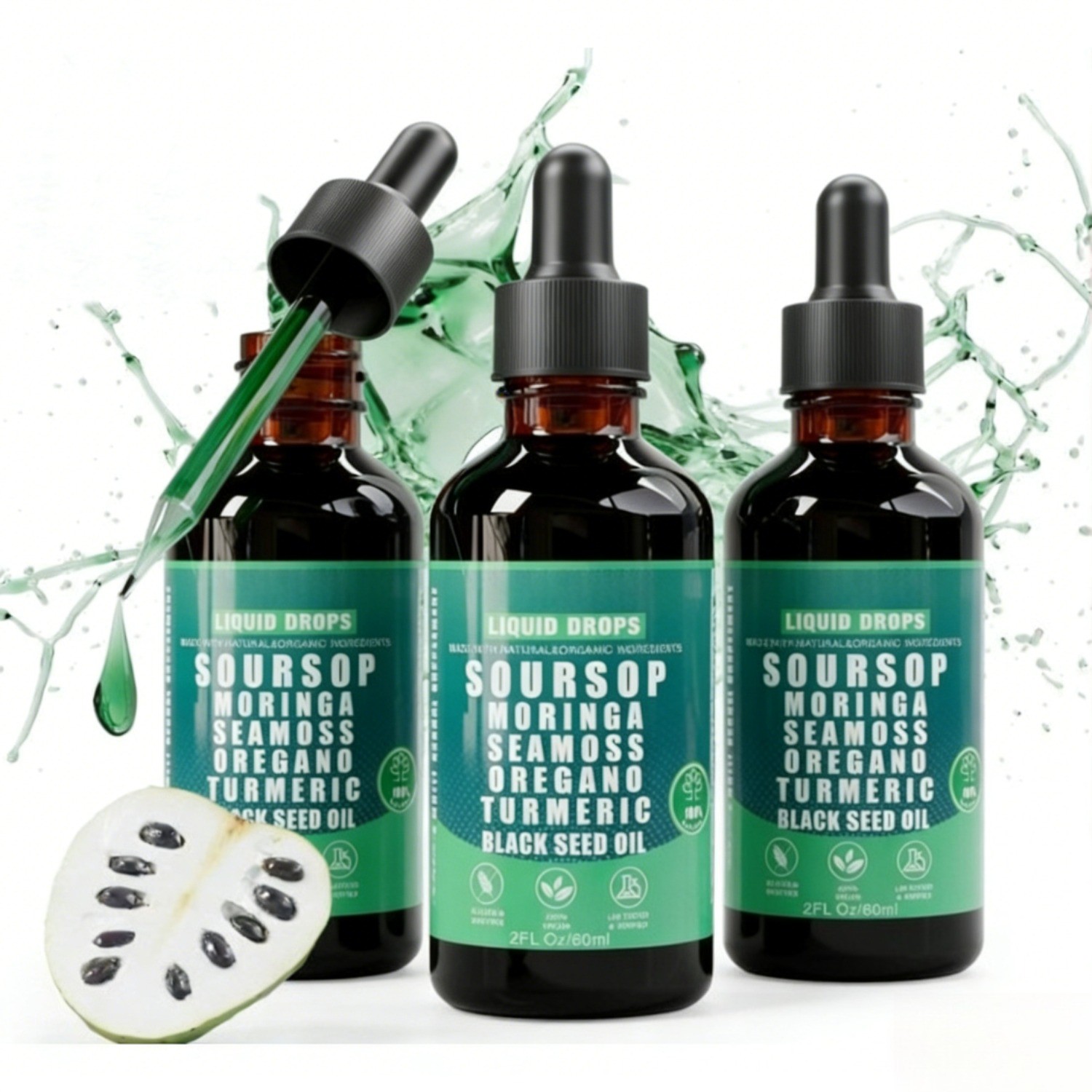 3-bottle Soursop Pure Liquid Drops.10-in-1 Herbal Blend for Immune | eBay