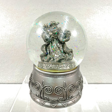 Santa Claus Musical Snow Globe Jingle Bells Vintage Silvertone Base  Santa