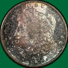 1880-S Toning Morgan Dollar Gem Brilliant Uncirculated Gem BU Coin #47291