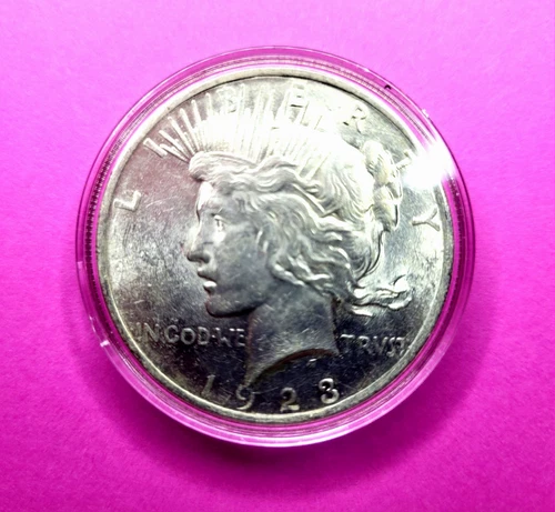 1923-P Peace Silver Dollar - # 1 - 90 % Pure Silver- X-Fine - AU/BU - In Capsule