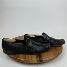 Mens Salvatore Ferragamo Black Leather Square Toe Penny Loafers Size 10.5 B GUC