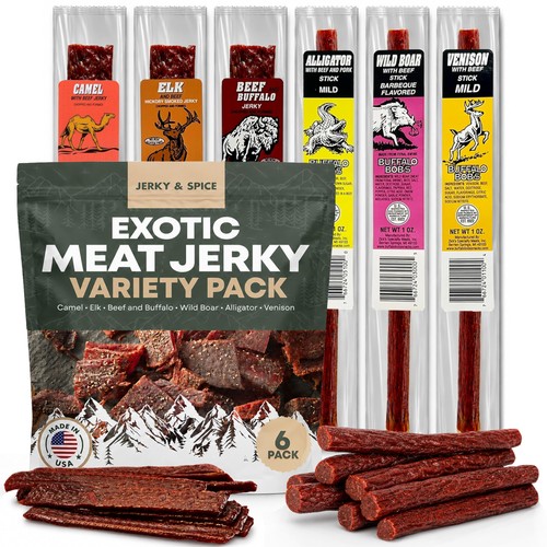 Buffalo Bobs Wild Game Meat Snacks 6~Pack Exotic Jerky Gift Set