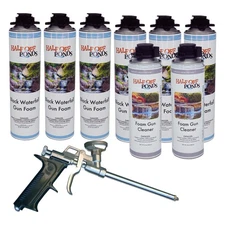 Pro Waterfall Foam Bundle – 6 Cans, 2 Cleaners & Gun for Ponds, Gaps & Rockwork