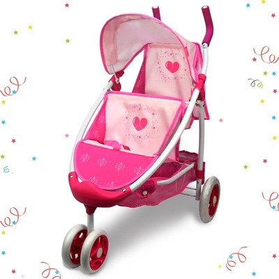 Twin Doll Stroller Heart Design, 1:1 Foldable Double Doll Pram, Suitable for ...