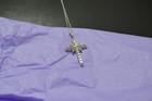 Estate HAROLD TRUJILLO Cross Pendant With White Zircon Stones Sterling 18" chain — photo 7