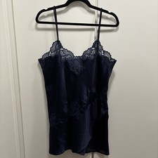 VTG Victoria  s Secret Large Navy Blue Lace Gold Label Top