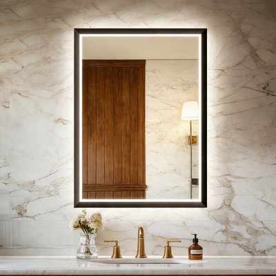USHOWER 22x30'' LED Bathroom Mirror Anti-Fog Dimmable Backlit Wall Vanity Mirror