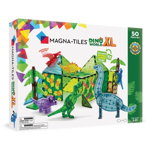 MAGNA-TILES Dino World XL 50-Piece Magnetic Construction Set, The ORIGINAL 