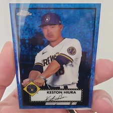 2021 Topps Chrome Platinum Keston Hiura #150 Blue Mini-Diamond /199 Brewers