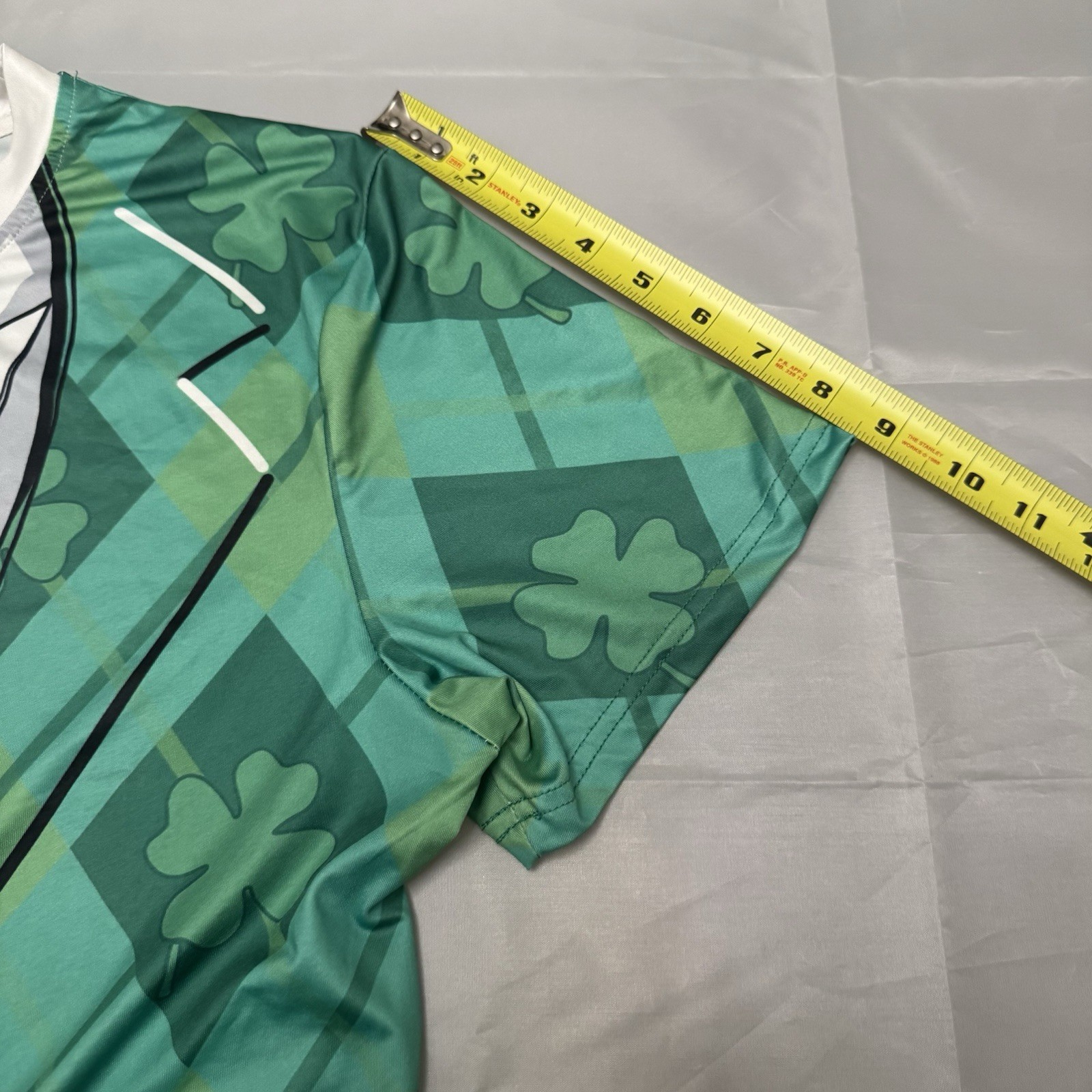 Mens St Patricks Day Tuxedo T-Shirt Green Plaid Shamrock Tie Costume Medium image 6