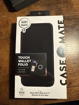 Case Mate Wallet Case Folding Leather for Apple iPhone 12 Pro Max, 13 Plus