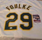 Keith Foulke Signed Oakland A's White Baseball Jersey (JSA)