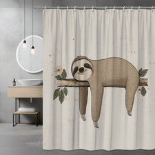 Sloth Shower Curtain Floral Branch Wall Art