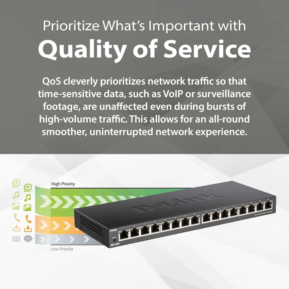 D-Link Ethernet Switch, 16 Port Gigabit Slim Switch Plug and Play, Unmanaged, Me - Image 2 of 4