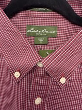 eddie bauer mens button up red shirt med nwt Long Sleeve