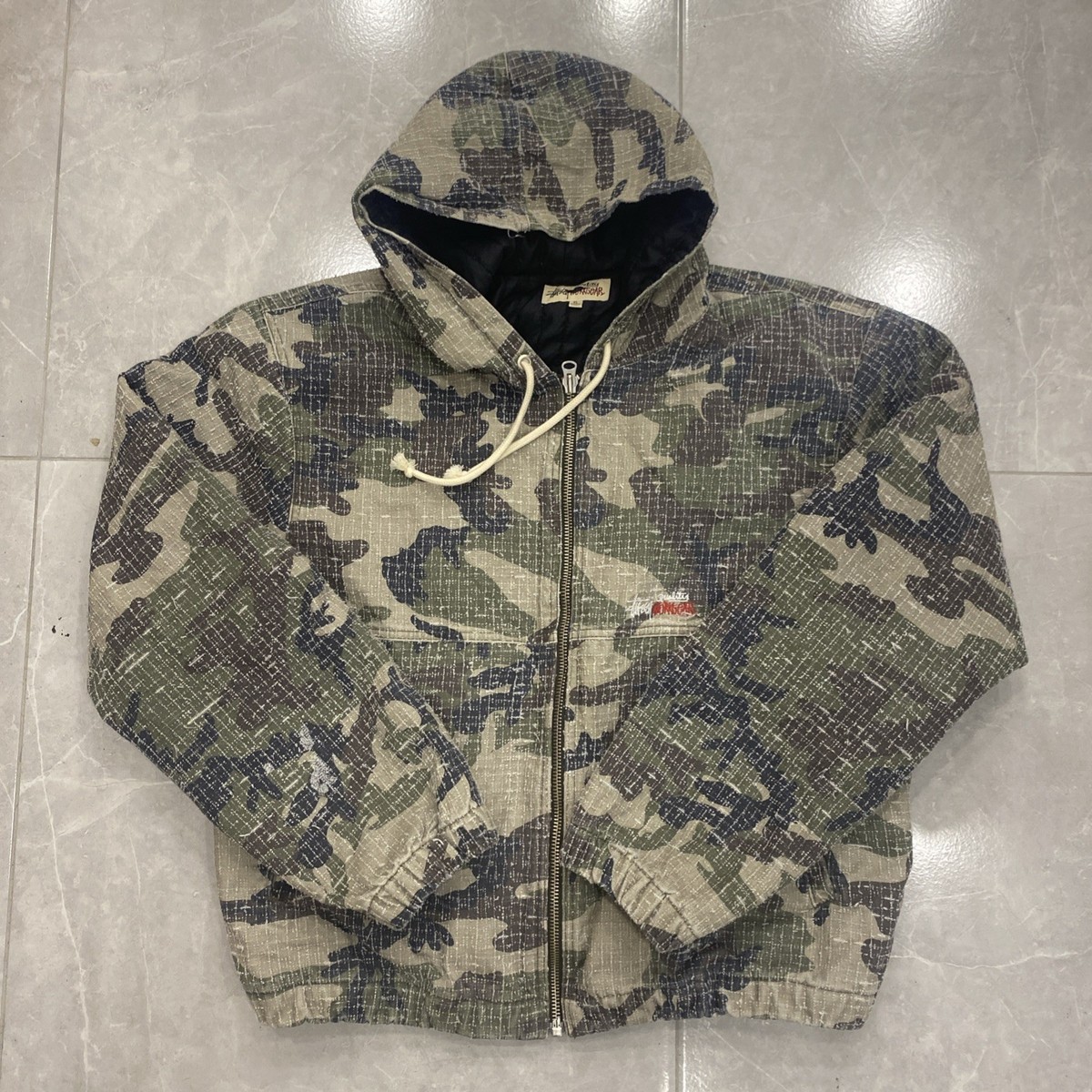 Stüssy Camouflage Canvas Needlepunch Work Jacket Woodland XL K | eBay