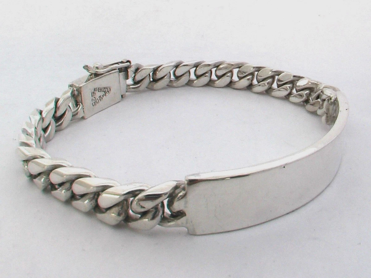 Solid 925 Sterling Silver Mens Heavy Cross Link Chain Clasp Cuff Bracelet  22cm | eBay