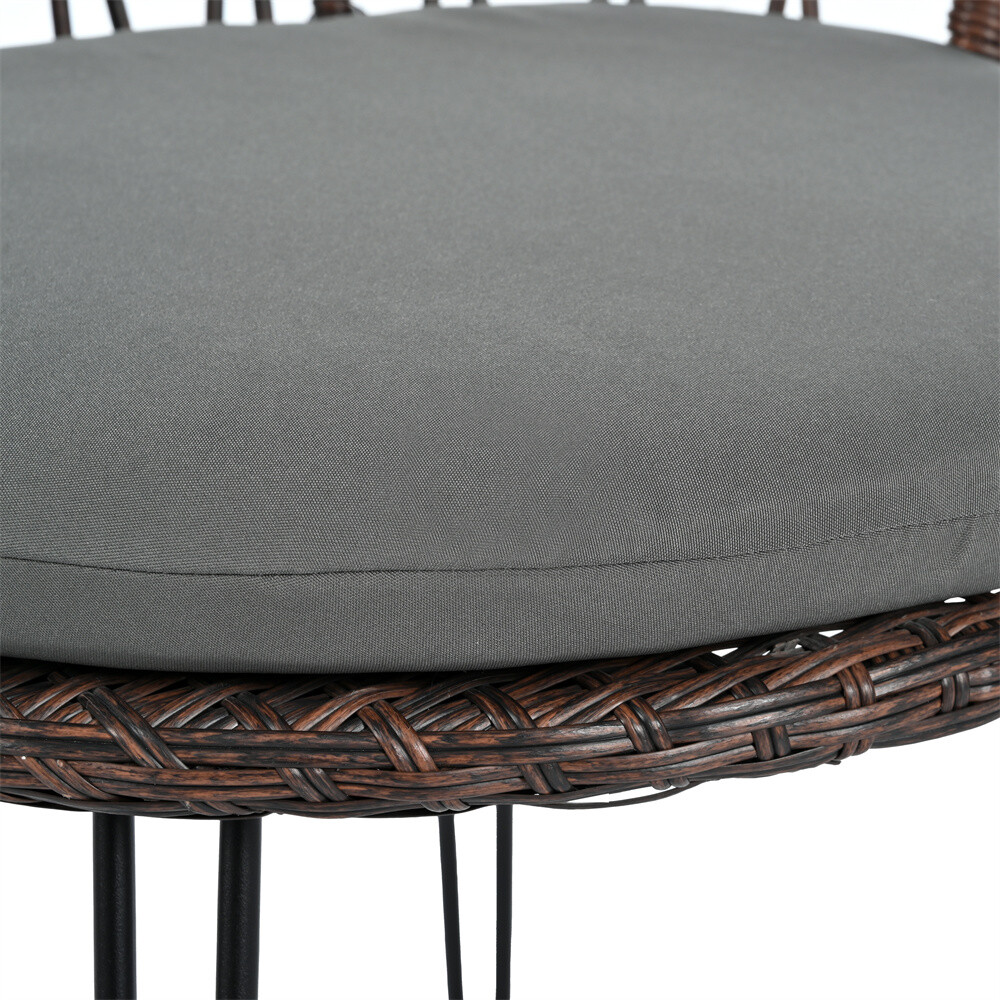 Outdoor Leisure Set 2 Rattan Single Chairs with A Glass Round Table for Patios G