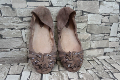 BLOCH DAMEN ECHT LEDER LACK FEST FREIZEIT BALLERINAS FLATS TAUPE 40,5