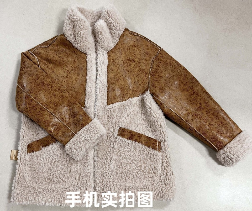 Womens 100 Wool Lamb Shearling Fur Short Coat Reversible Jacket