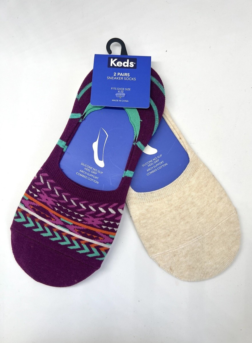 KEDS Women's Pair Signature Invisible Liner Socks Purple assrt