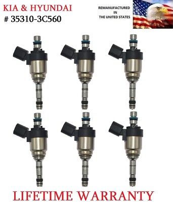 OEM Set Of 6 Fuel Injectors For 2012-2019 HYUNDAI & KIA 3.3L / 3.8L #35310-3C560