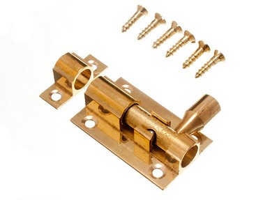 Verrou Coulissant En Laiton Massif Pour Porte - 63mm, Lot Avec Gardien, Onestopdiy