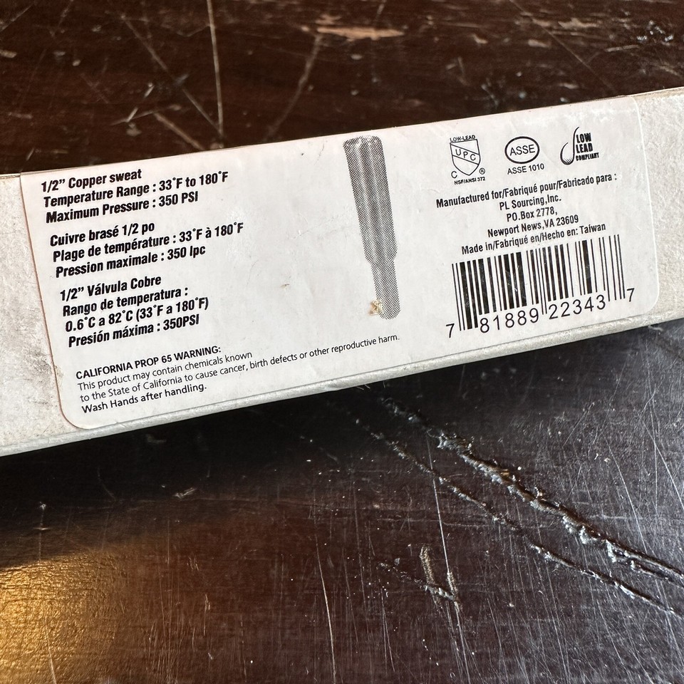 ProFlo 1/2" COPPER low lead WATER HAMMER ARRESTOR quiet knocking pipes