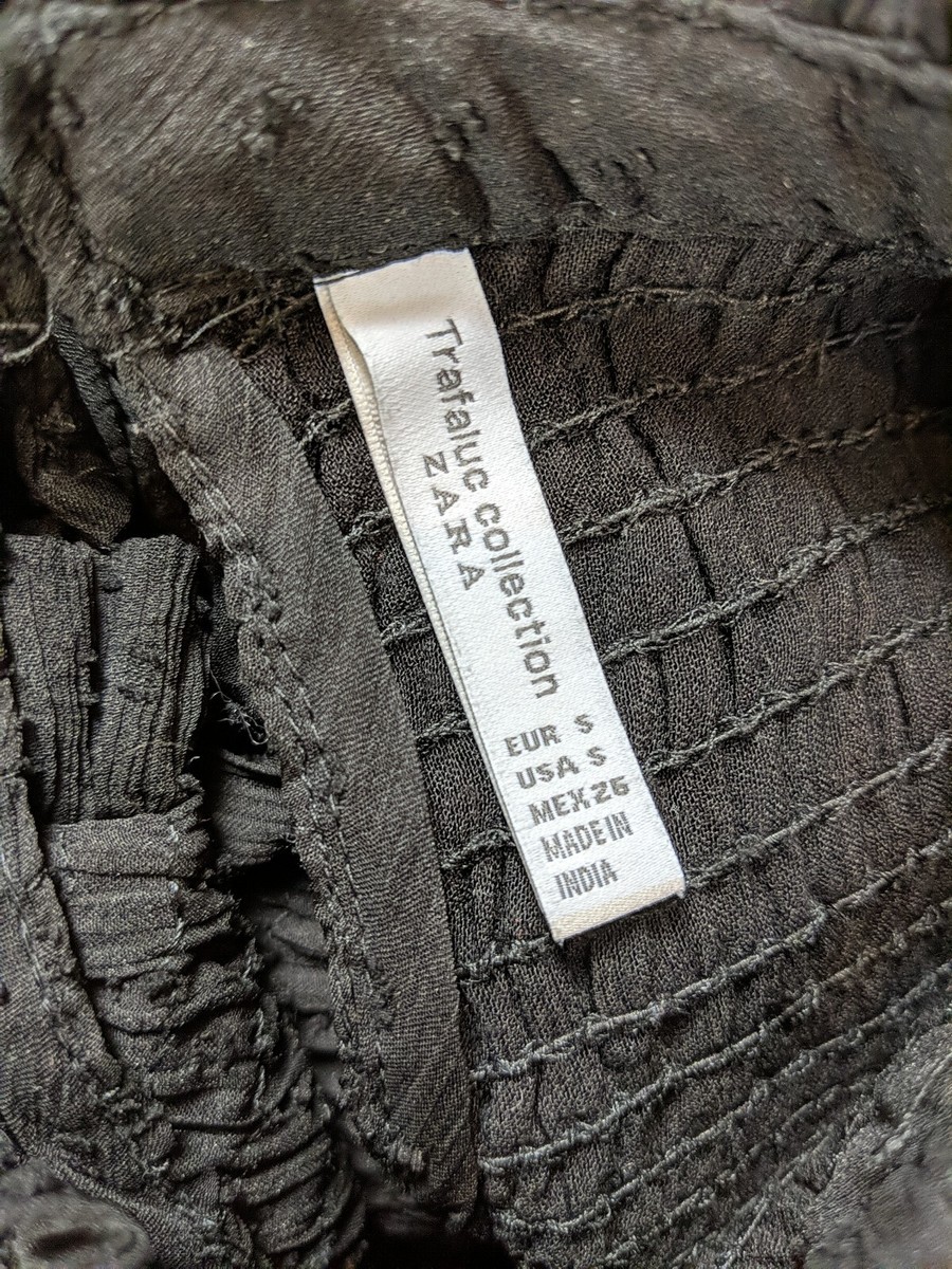 Chemisier Zara Trafaluc à Volants Babydoll - Taille S, Imprimé Vichy Noir Et Blanc, Sans Manches