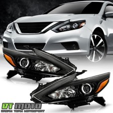 For 2016-2018 Nissan Altima w/o LED DRL Halogen Black Headlights Headlamps Set