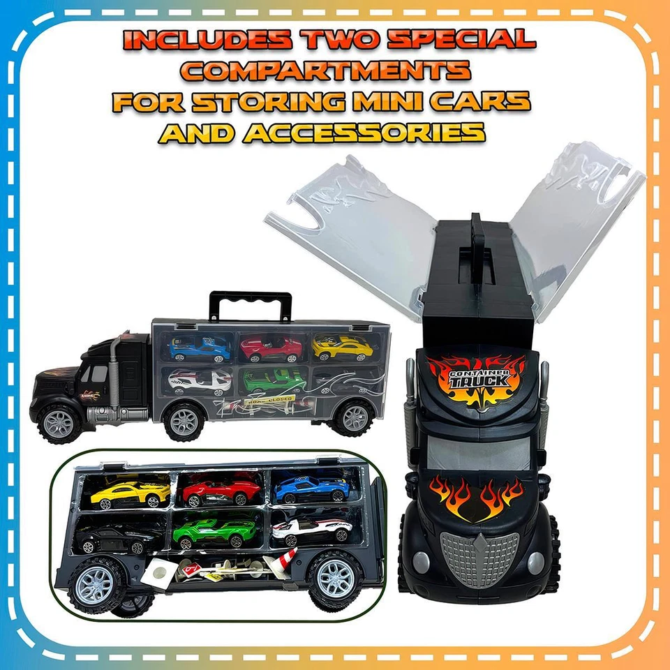 Interactive Transport Truck Playset 4-Story Parking Garage Spiral Ramps Cars - Image 4 of 4