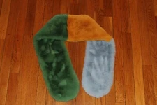 Echo New York- Plush Faux Fur Pull Through Scarf  Colorblock- Yellow Blue Green