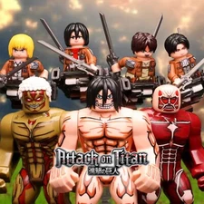 Attack on Titan LEGO Minifigures COMPLETE SET - Eren Armin Mikasa, Levi Ackerman