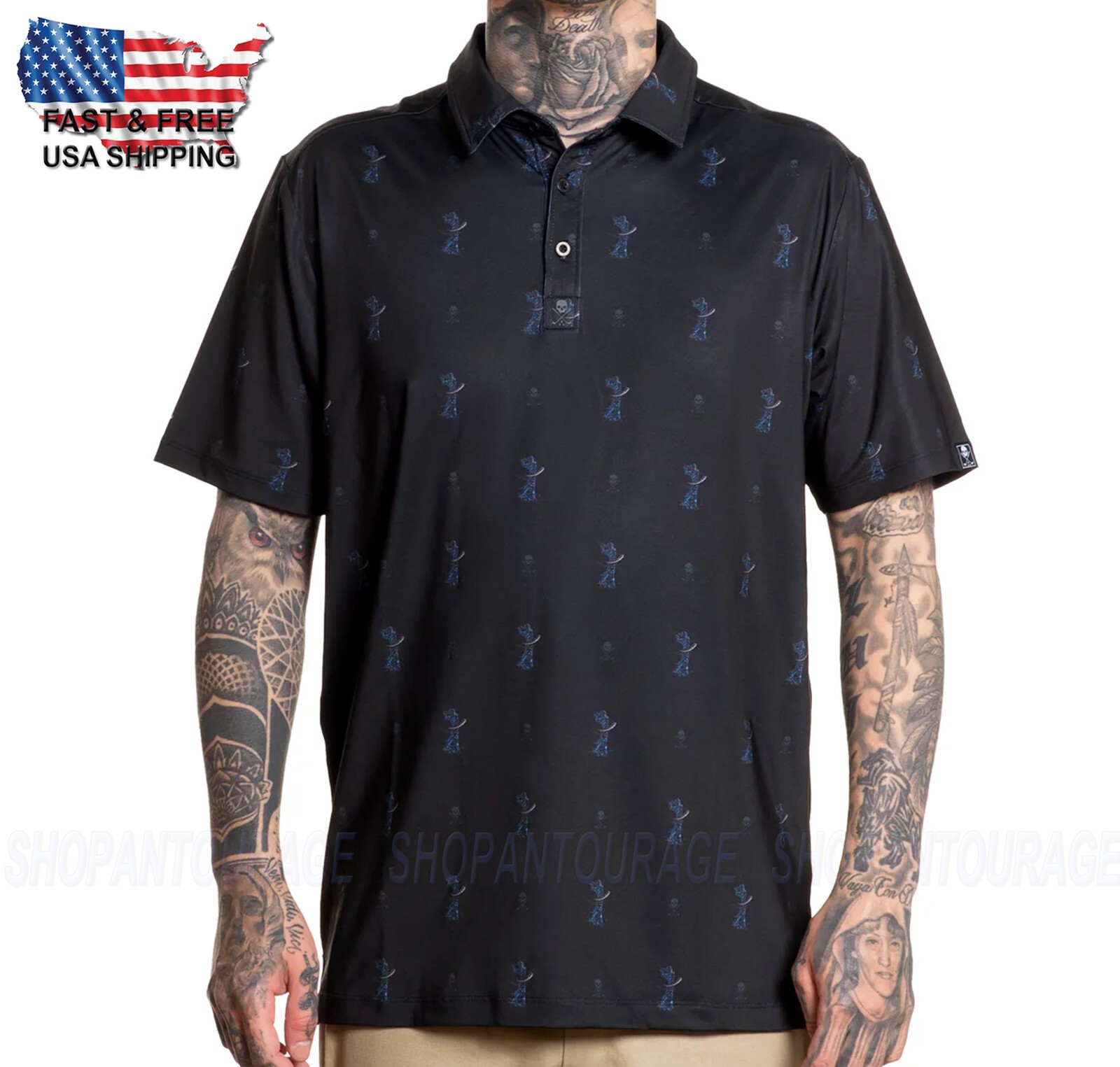 Sullen Art Collective Teed Apagado SCM6413 Manga Corta Negro Polo para Hombre