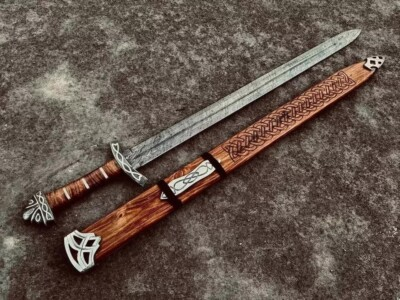 #ad #ad Hand Forged Damascus steel Viking Sword Sharp Battle Ready Medieval Sword $144.99