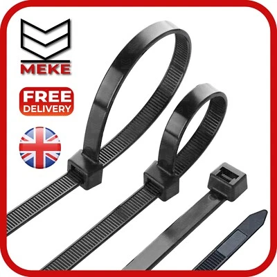MEKE Black Cable Ties Zip Ties Nylon Wraps Small Short Long Thin Thick Heavy Duty Tie