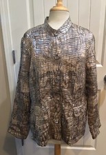 Chico's Womens Brown Multi Animal Print Design Lightweight Jacket-Size 3 16/18