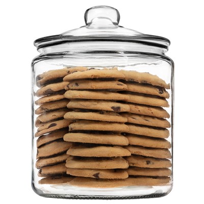 1 Gallon Glass Cookie Jar - Large Food Storage Container with Airtight Clear