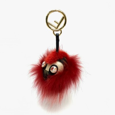 FENDI Monster FF-pattern Bijoux Key ring Red x Brown/GoldHardware