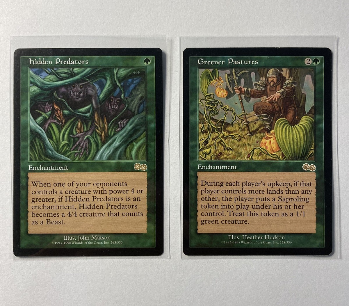 MTG✨HIDDEN PREDATORS & GREENER PASTURES✨Urza's Saga BOTH NM/Mint