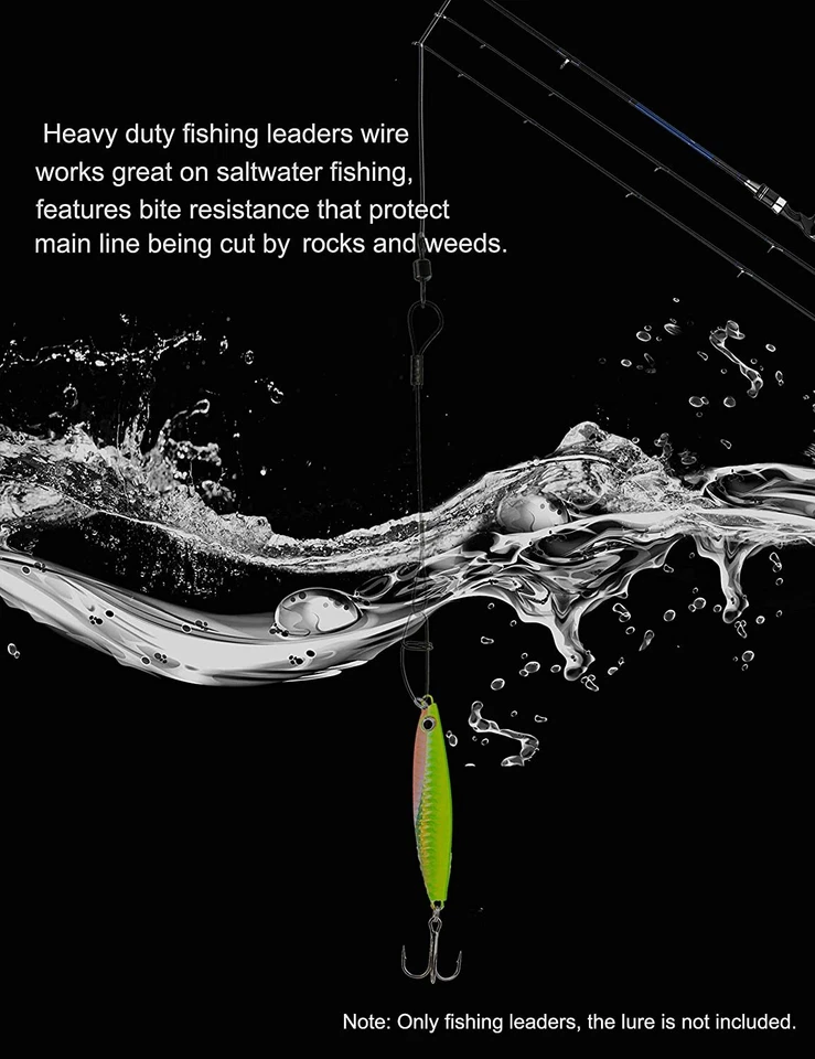 Línea de cables de pesca de acero inoxidable 19,68 pulgadas 125 lb broches de presión de alta resistencia 20 piezas Foto 3 de 4