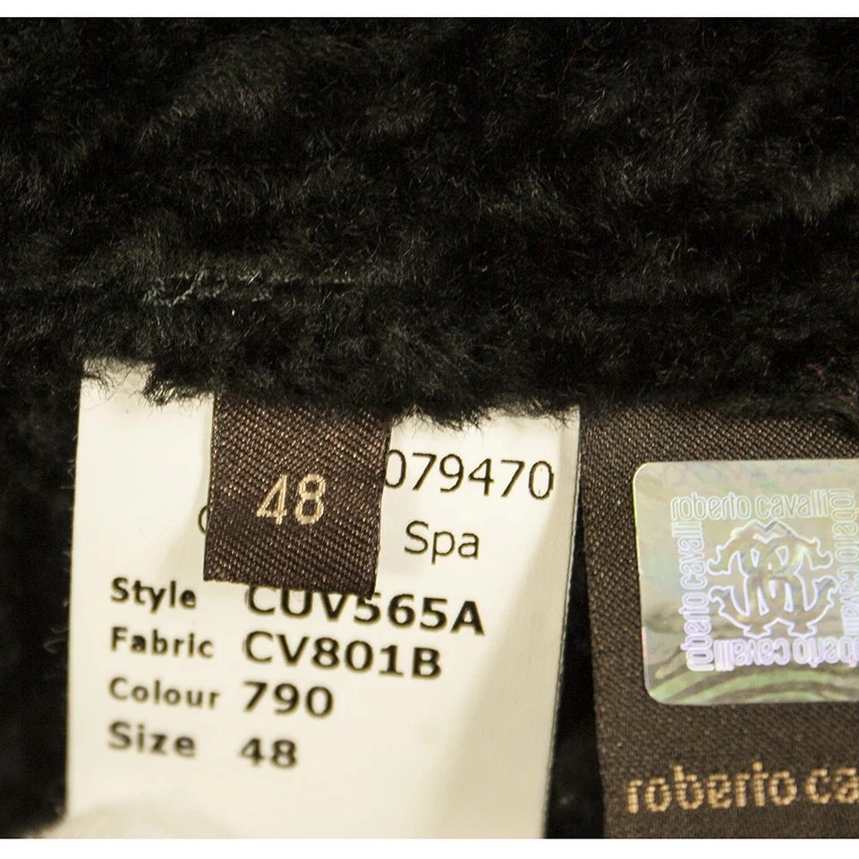 Abrigo Chaqueta Roberto Cavalli Negro Piel Genuina Cordero Cremallera Talla 48 Foto 4 de 4