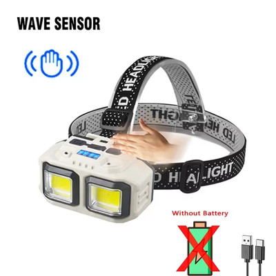 Leistungsstarke LED Induktions Stirnlampe 4 Beleuchtungsmodi Typ-C Ladekopf Taschenlampe O