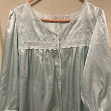 Women’s Light Aqua Blue Soft Long MCM Grannycore Nightgown Made By Go Softly