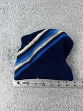 Beanie Toque Youth One Size Blue White Stripe Knit 100 Acrylic Ski Outdoors